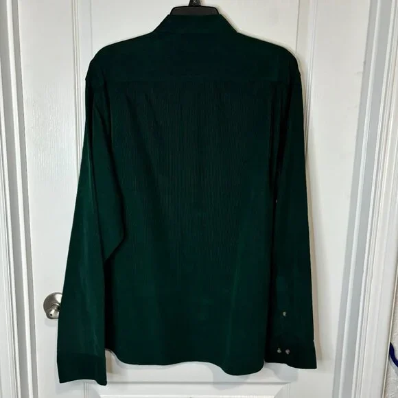 Haggar Men's Regular Fit Long Sleeve Corduroy Shirt Bundle Blue Mustard Green XL